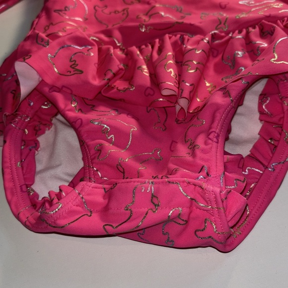 Wave Zone Girls pink ruffle rash guard swimsuit 24M - Picture 2 of 5
